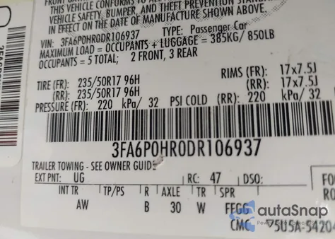2013 Ford Fusion Se z USA, uszkodzony, nr VIN 3FA6P0HR0DR106937